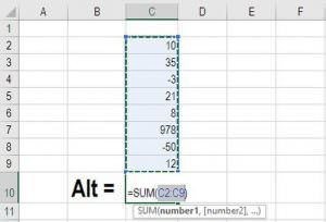 sum a column in excel for mac